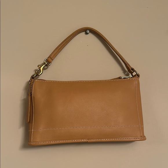 Vintage Coach 9311 Tan Leather Bleeker Top Zip Baguette Demi Handbag Purse Mini - Picture 1 of 13